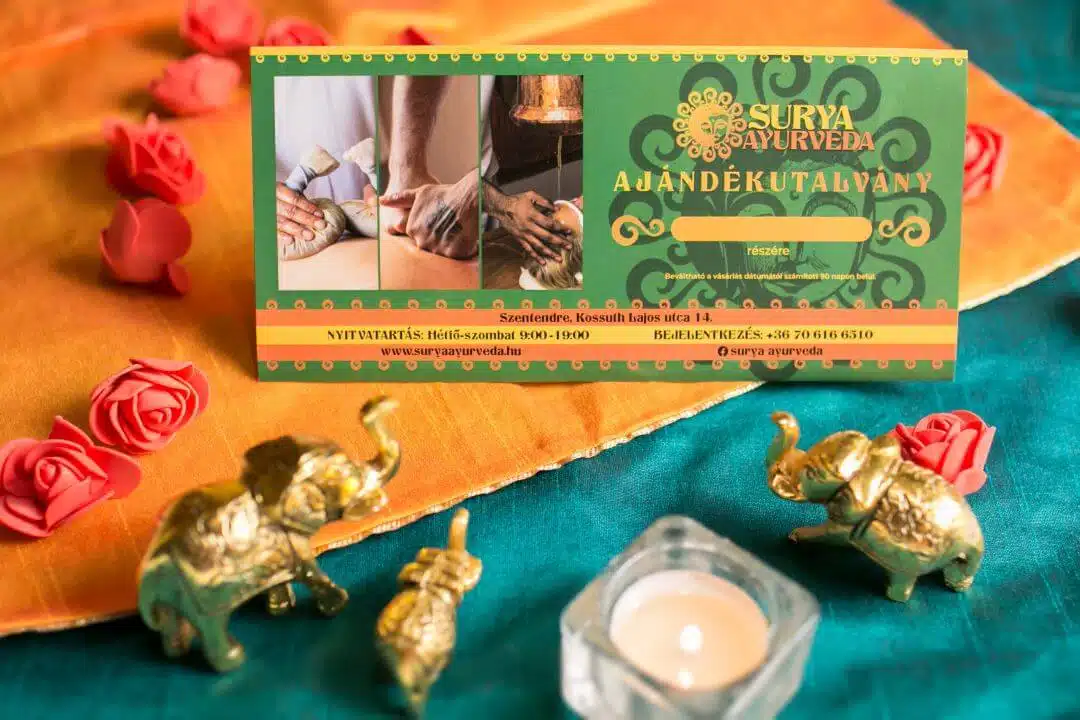 Surya Ayurvéda Ajándékutalvány ayurvédikus masszázs ajándékutalvány