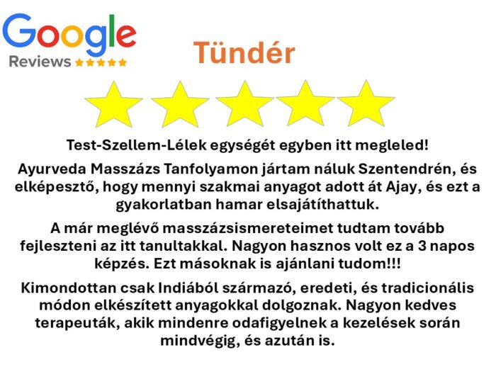 google review-surya ayurvéda-masszázs-tanfolyam_tündér