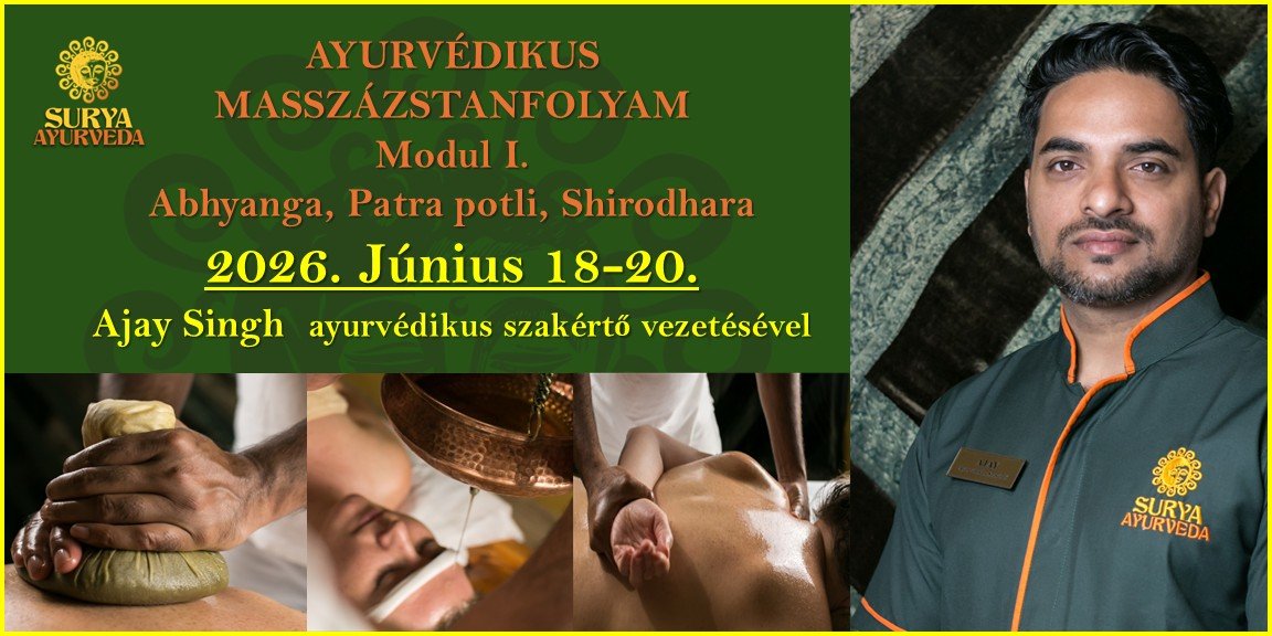 Ayurvédikus masszázstanfolyam 2026. Június 18-20. modul 1